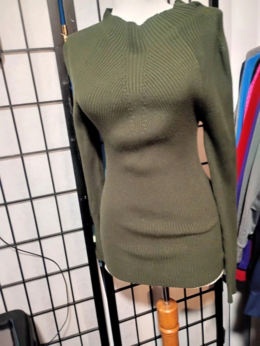 Olive Color Ribbed Long Sleeve Sweater